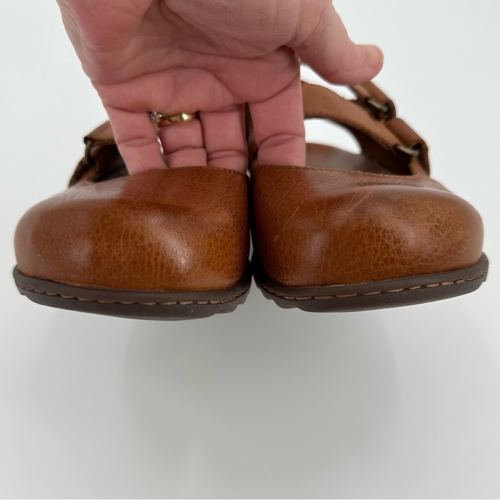 BORN Handcrafted Leather Brown Comfort Double Strap Loafers Mules Size 9M - Picture 10 of 16